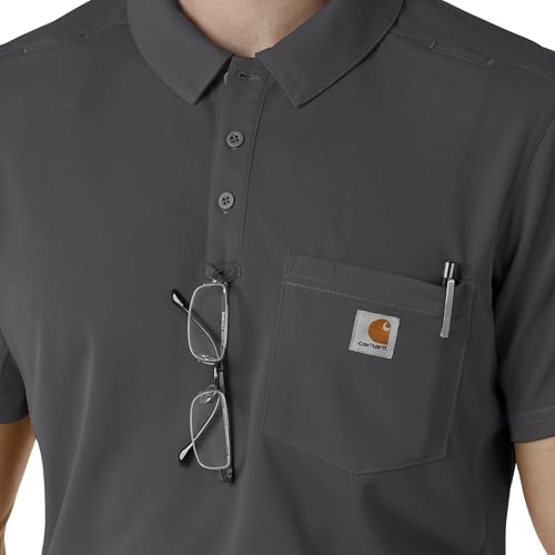 Carhartt Rugged RSCU Mens Lightweight Short Sleeve Polo Scrub Top, Pewter - image 8