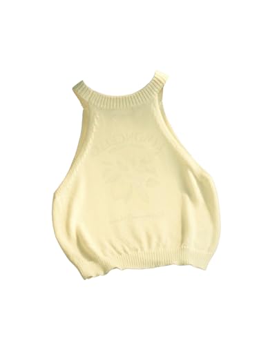 Verdusa Women's Lemon Clothes Summer Sweater Vest Halter Top Sleeveless Knit Crop Tops2