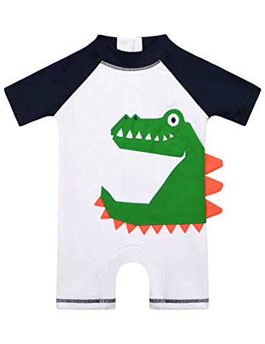 Cadocado Baby Boys Kids UPF 50+ Swimsuits One-Piece Zip Rash Guard Infant UV Sun Protection Bathing Suit, Crocodile Pattern,6-9 Month