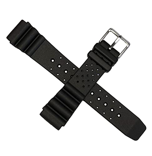 Uhren Pevak® Kautschuk Uhrenarmband Schwarz 24mm mit Edelstahl Schließe - Passend für Citizen, Seiko, Casio, Michael Kors, Fossil - Wasserfest ideal für Sport- & Taucheruhren