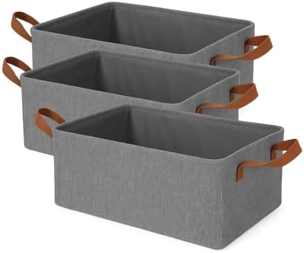 Conjunto de 3 Caixas Organizadoras Dobráveis, 26 Litros, Cinza, 4...