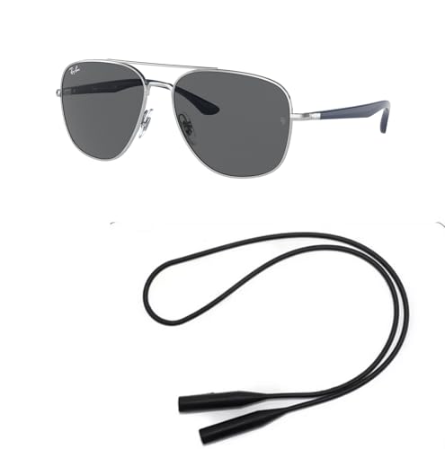 Ray-Ban RB3683 Sunglasses Bundle: RB 3683 003/B1 Silver Dark Grey and Universal Anti-slip Silicone Leash2