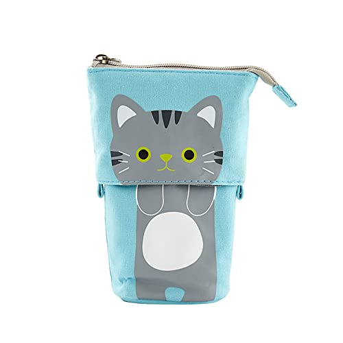 Soporte Estuche para lápices Gato de Dibujos Animados Lindo Estuche telescópico para lápices Portalápices Kawaii para Estudiantes de Escuela Oficina Mujeres Adolescentes Niñas Niños Cover