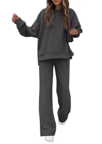 KIRUNDO Sweatsuits 2 Piece Outfit Matching Lounge Sweat Set(Dark Grey, M) - image 1