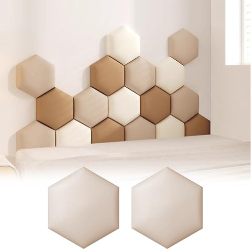 Paneles de pared autoadhesivos hexagonales con acolchado anti-colisión ZLBYGM en color blanco