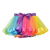[Getrays] 女の子用レインボーチュチュスカート、カラフルなレイヤードチュールバレエスカート、幼児用女の子用、バレエダンス用ネオンチュチ、ファンシーバースデーパーティードレスアップパーティーレイブフェスティバルコスチューム