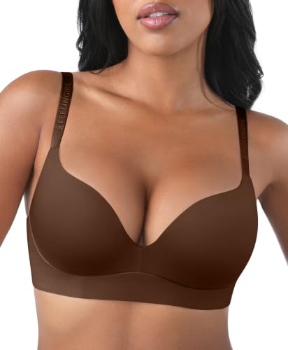 Image of FeelinGirl Wireless Push Up Bra Full Support Lift Balconette Seamless | No Underwire Tshirt Bra, Full Coverage, Back Smoothing, No Show Comfy Bra for Deep V Clothes