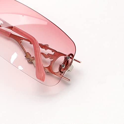 Image of SENMARIES Rimless Y2k Sunglasses For Women Men Rectangle Vintage glasses Fashion Flame Metal Sunglass Frameless Retro Eyewear