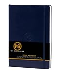 MS MY STATIONERY A5 Index Notebook Hardback Leatherette Cover 8mm Ruled Margin A-Z Tabs 264 Pages 100 GSM White Paper Sewn Binding Note Book-Navy Blue Cover