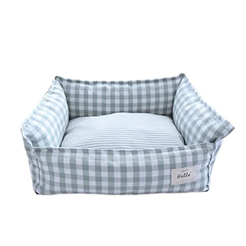 Zoomlie Niche pour Chien, Lit en lin et coton pour Chiens et Chats - Respirant - Avec fond antidérapant - Matelas amovible (S, vert clair)