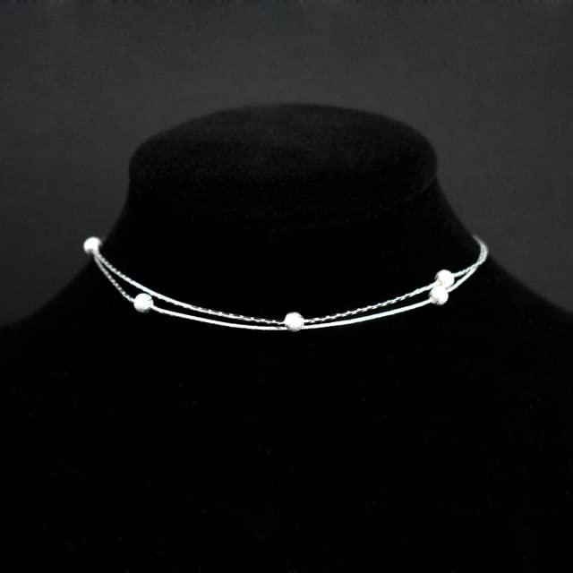 CMBSSTFC 925 Sterling Silber Doppelschichtige mattierte Perlen Fußkettchen Damen Kleiner Anhänger Strand Fußkette Schmuck, OZZKI