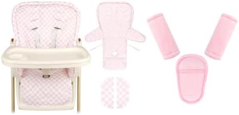 Car Seat Straps Pads for Baby Girls 3 Pieces,Super Soft Car Seat Strap Covers Kids,Baby High Chair Cover Replacement, Pink