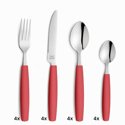 Beckmann & Rommerskirchen VALOA Besteck-Set 16-tlg. für 4 Personen, Rot – Ansicht 2