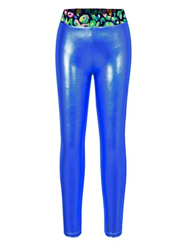 Shinsto Kids Girls Shiny Metallic Leggings Dance Pants Gymnastics Stretch Footless Tights Yoga Pants