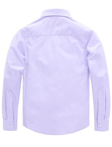 JOGAL Boys Long Sleeve Dress Shirts Oxford Solid Button Down Shirts for 6-14 Years2