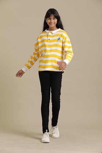 Image of Girls Cotton Tops Collection - Round Neck, Crop Top, Full & Half Sleeve, Drop Shoulder, Ruffle Sleeve, Graphic Printed, Embroidered & Slub Knit Styles, Soft Breathable Fabric for Kids Casual Wear