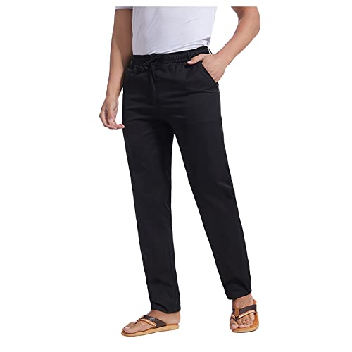 Men's Pants Business Casual Drawstring Straight Leg Long Pants with Pockets