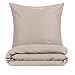 Blumtal Basic Bettwäsche 135x200 cm & Kissenbezug 80x80 cm - Sommer Bettbezüge aus Atmungsaktivem Mikrofaser, Superweiches Bettbezug Set, 2teilig - Taupe