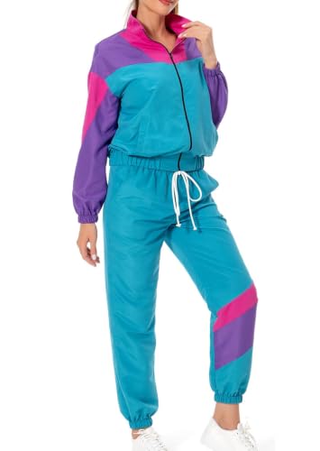 MASSWO 80s 90s Track Suit for Women 2 Piece Long Sleeve Retro Outfit Set