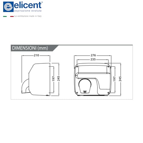 elicent HD300AX Automatisches Handtuch, Edelstahl, poliert, vandalensicher – Heißluft 53 °C, 96 km/h, Motor 250 W – für öffentliche Toiletten, Hotels, Fitnessstudios usw.