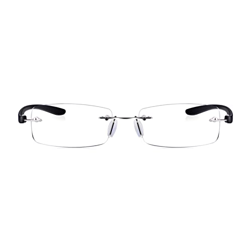 Read Optics Reading Glasses +1.5, Frame Free Readers, Quality Eye Glasses in Matt Black & Silver, Essential Everyday Eyewear - Image 2