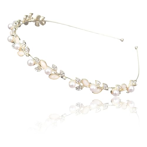 WUSJCOF Fasce per Capelli Sposa e Damigella d'Onore, in Fiore, Coroncina Comunione Bambina e Cerchietto Prima Comunione, Accessori Eleganti con Perle Artificiali, Strass e Cristalli