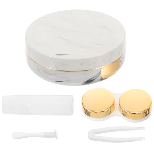 ARTSEWPLY Estuche para Lentes de Contacto Portátil con Espejo Mini Kit de Almacenamiento Dorado Compacto para Viaje Incluye Herramientas para Lentes Caja Organizadora Práctica