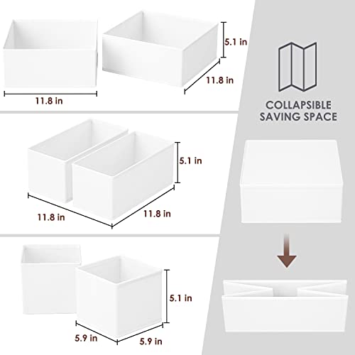Image of Criusia 6 Pack Clothes Drawer Organizer, Fabric Foldable Closet Dresser Drawer Organizer for Clothing, Bra Sock Underwear Drawer Organizer for Nursery Dorm Bedroom Organization (6 Bins, White)
