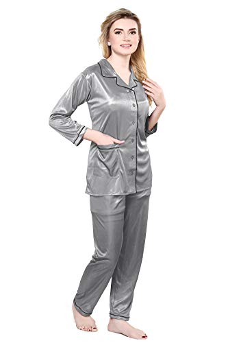 Image of TIGYWIGY Women's Satin Plain /Solid Top and Pyjama Set Pack of 1