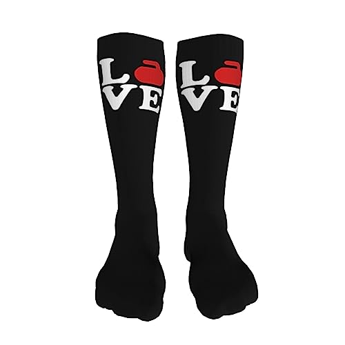 Curling Love Knee High Socks For Women Long Tube Socks Athletic Compression Socks Unisex High Socks Girls3