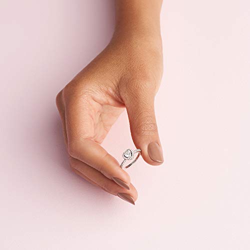 Pandora Elevated Heart Ring - Promise Ring for Women - Layering or Stackable Ring - Gift for Her - Sterling Silver with Clear Cubic Zirconia - Size 94