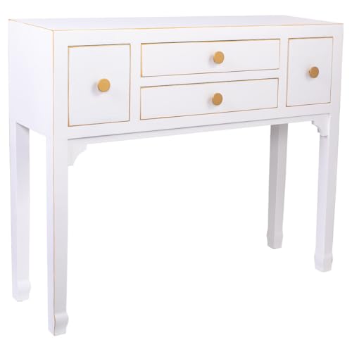 WANDERLUST DECO Recibidor de Madera de 4 cajones 95x26x78