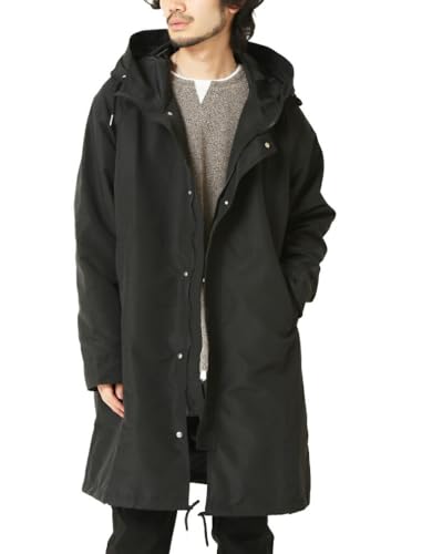 [アーケード] モッズコート メンズ スプリングコート ミリタリー ロング コート ライトアウター 防風 春 秋 L ブラック