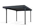 Palram - Canopia Palma 16 Ft. x 12 Ft. x 7 Ft. Carport Aluminum Metal Frame and Polycarbonate Panels Car Port for Outdoor Driveway Car, Truck, RV, Trailer, Boat Storage (Gray/Gray)