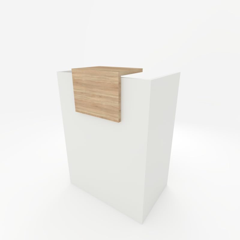 DUÓFIC Mostrador de Recepción y Oficina. Facil Montaje 80x105x50 cm | 19mm de Grosor de Tablero | Fabricado en España. (Blanco - Olmo)