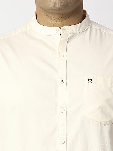Image of Thomas Scott Mens | Full Sleeve | Solid Plain Color | Regular Fit | Plus Size | 100% Cotton | Mandarin Collar | Casual | Shirt