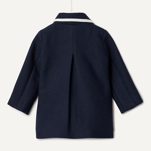 Amazon Essentials x Sofia Grainge Baby Girls' Wool Blend A-Line Dress Coat with Curved Collar, Navy, 18 Months - image 5