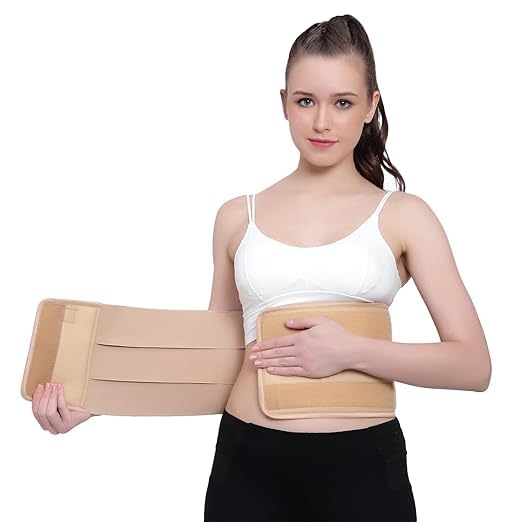 Abdominal Belt After Delivery For Tummy Reduction Belly Support Belt, Lower Back Pain Relief Belt, Breathable Belt For Women & Men, Cotton (Beige, L)-image-9