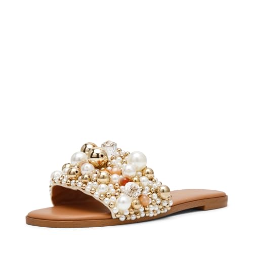 Steve Madden Womens Klio Flat Sandal Coral Multi 7.5