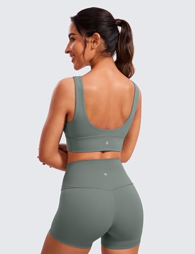 Image of CRZ YOGA Butterluxe V Neck Longline Sports Bra | Light Support, Removable Pads, Yoga, Extremely Soft, U Back, Wide Straps, for Women