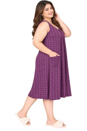 Image of Onekbhalo Women Cotton Night Dress Printed Culf Length Night Gown Short Nighty