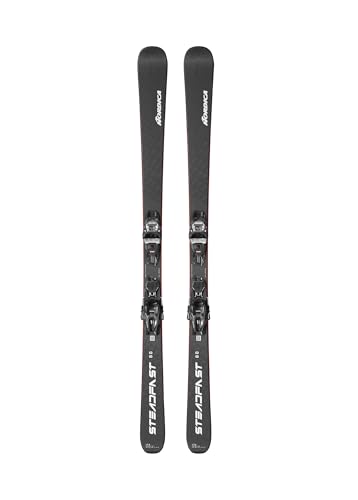 Nordica Unisex Adults Steadfast 80 CA Lightweight All-Mountain Skis with TP2 Compact 10 FDT Ski Bindings | Winter Sports, Black/Silver, 162
