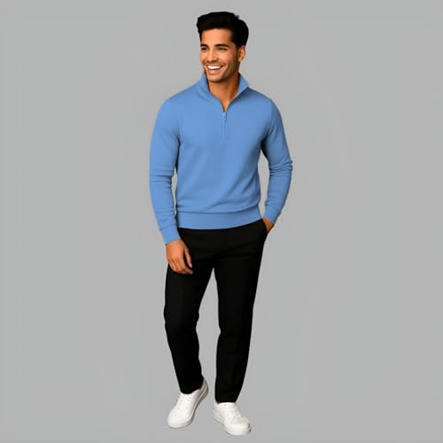 Image of Mack Jonney Men's Fleece Half-Zip High Neck Sweatshirt | Warm & Stylish Winter Wear -M4380