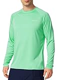 baleaf Men's Sun Protection Shirts UV SPF T-Shirts UPF 50+ Long Sleeve Rash Guard Fishing Running Quick Dry Beach Glass Size L