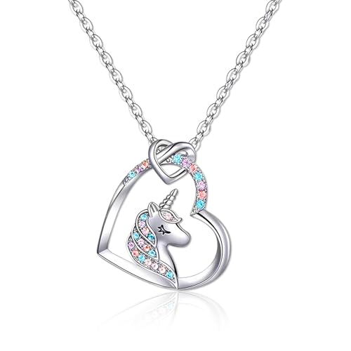 TECHEEL Einhorn Kette für Mädchen - Einhorn Anhänger Schmuck als Geburtstagsgeschenk