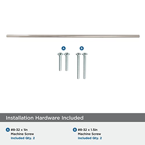 Image of Amerock 18-7 /8 inch Bar Pulls Polished Nickel Drawer Pull | 18-7 /8 inch (480mm) Center-to-Center Mounting Distance and 22-1 /16 inch Overall Length, Durable Carbon Steel Cabinet Hardware