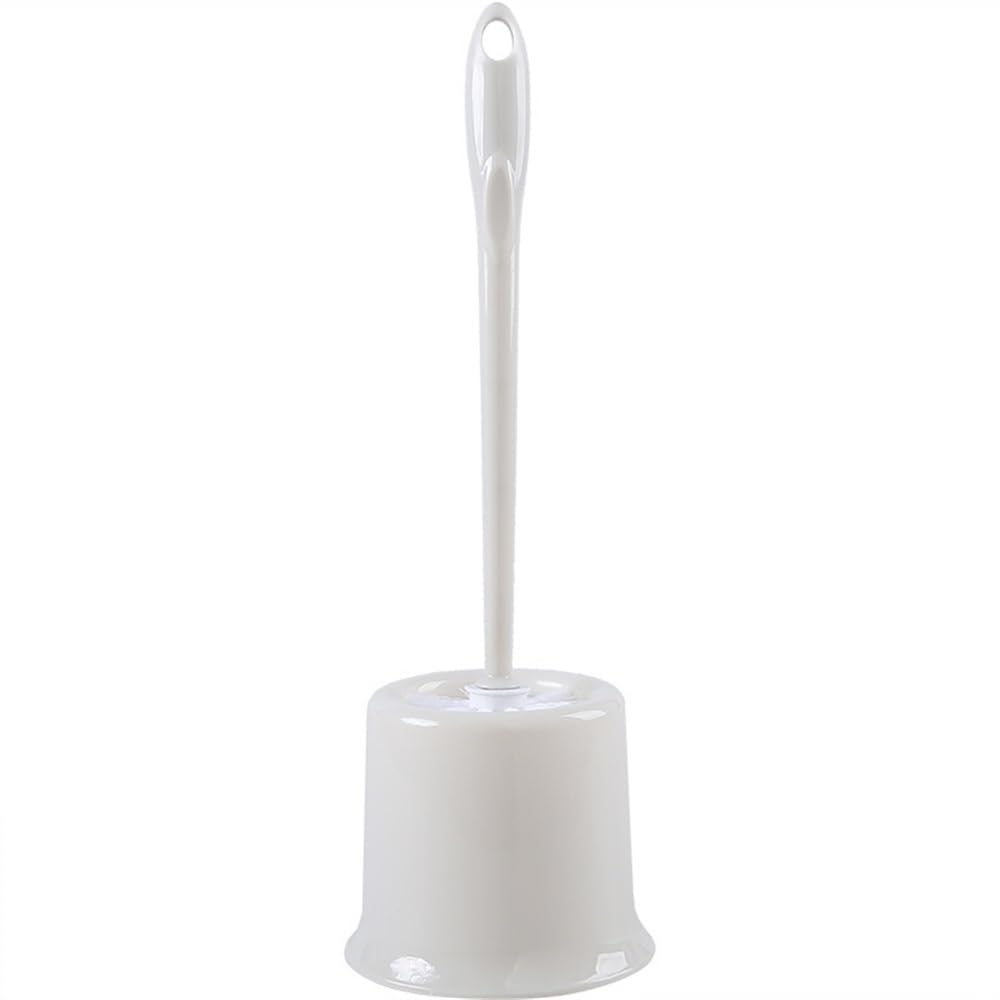 Zyyanshop White Toilet Brush Toilet Cleaning Tool Brush Set Household Long Handle Plastic Soft Bristles(White)
