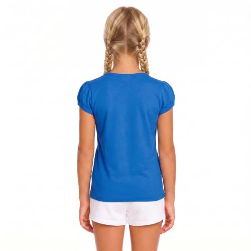 Image of Lilax Girls Short Puff Sleeve Cotton T-Shirt, Toddler & Little Girls Top | 95% Cotton Puff Sleeve Tee; Crewneck, Short Sleeve; Toddler & Girls Sizes 2T-12; for School, Play & Everyday; Machine Wash