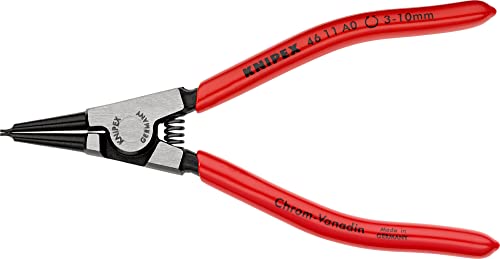 Image of KNIPEX Tools - Circlip Pliers, External, Straight, 1 /8 inch-25 /64 inch Shaft Dia. (4611A0), 5.75 | Suitable for outer rings on trees on 140mm plastic covered SB card