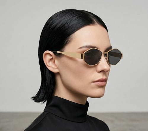 Image of TERRY & CO Retro Sunglasses for Women - Trendy Vintage 90s Metal Square Shades with 100% UV400 Protection | Lightweight Medium Aesthetic Sun Glasses for Ladies | Includes Protective Case